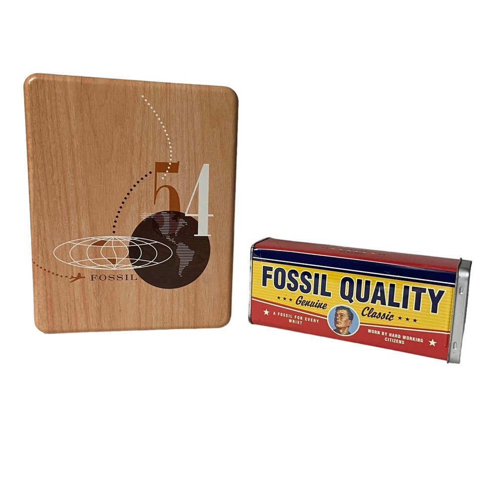 Vintage Fossil Watch Tin Boxes